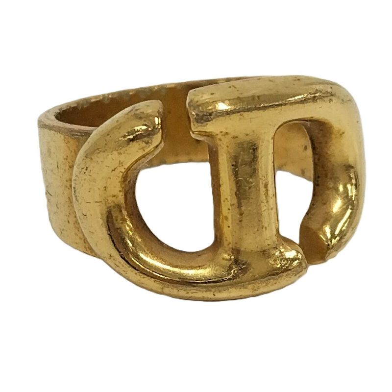 Christian Dior Ring CD Logo Plated GP Gold Size M