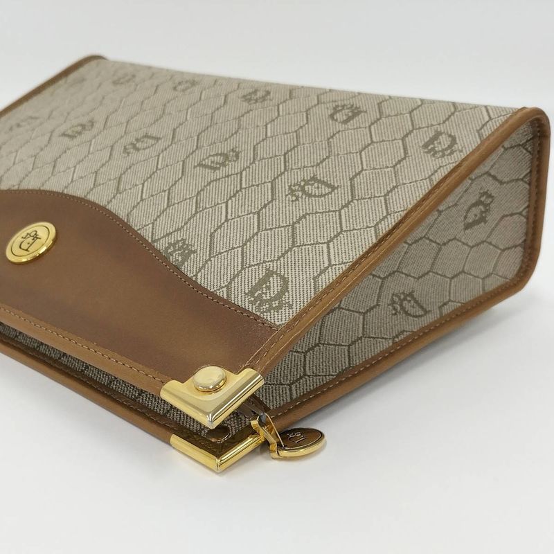 Dior Clutch Bag Second Bag Honeycomb Pattern Leather