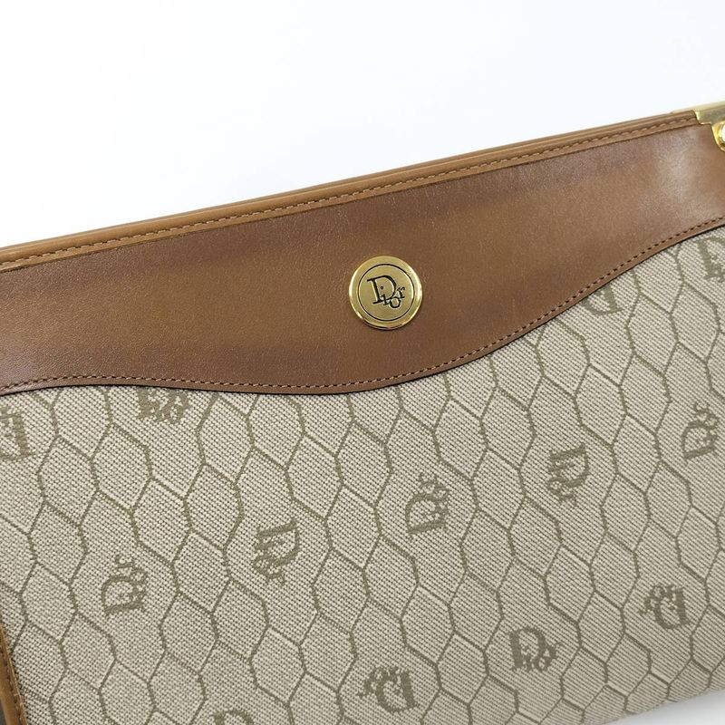 Dior Clutch Bag Second Bag Honeycomb Pattern Leather