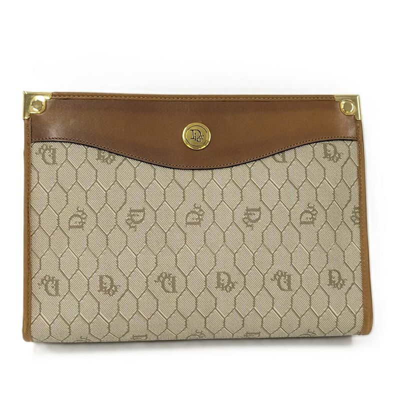 Dior Clutch Bag Second Bag Honeycomb Pattern Leather