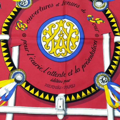 Hermes Carré 90 Scarf Couvertures Et Tenues de Jour Horsewear Silk Reddish