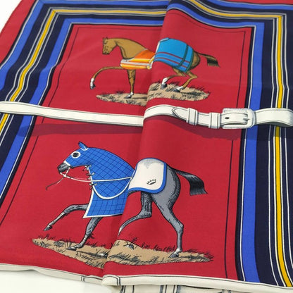 Hermes Carré 90 Scarf Couvertures Et Tenues de Jour Horsewear Silk Reddish