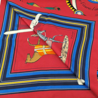 Hermes Carré 90 Scarf Couvertures Et Tenues de Jour Horsewear Silk Reddish