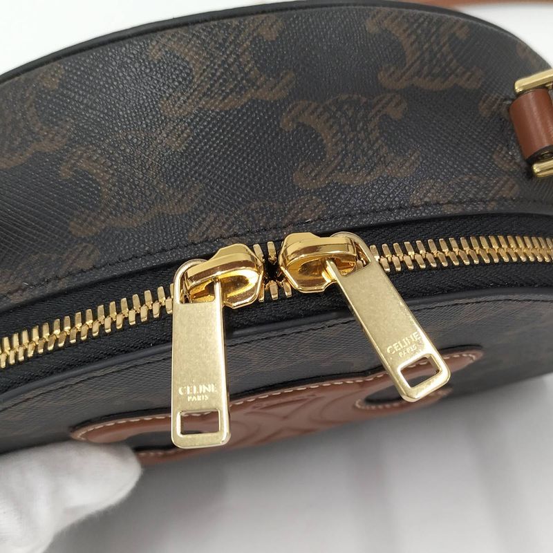 Celine Half Moon Case Leather Brown 10k642ecm.04lu