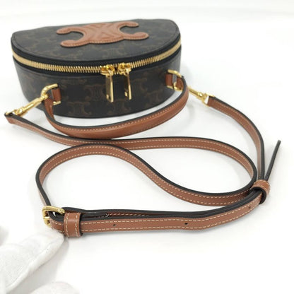 Celine Half Moon Case Leather Brown 10k642ecm.04lu