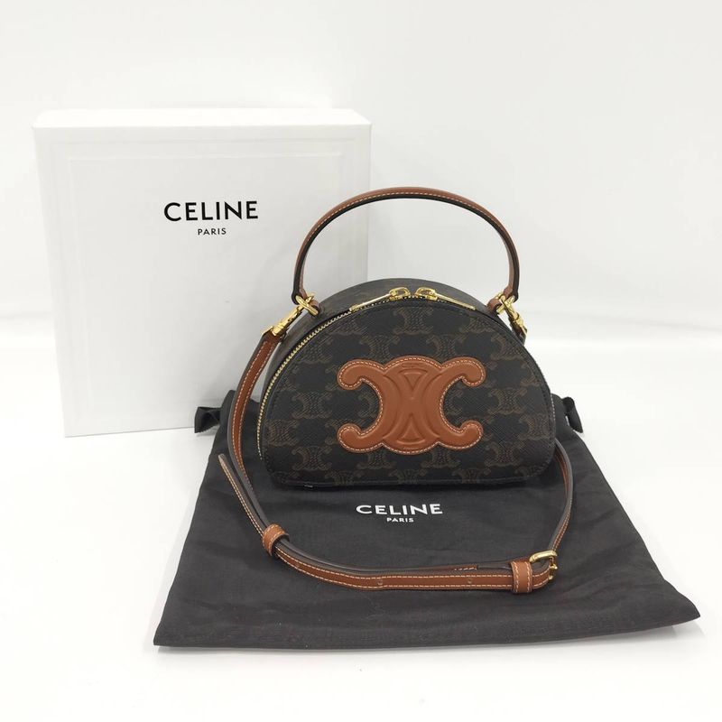 Celine Half Moon Case Leather Brown 10k642ecm.04lu