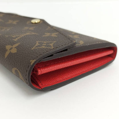 Louis Vuitton Portefeuille Sarah Long Foldable Wallet Monogram Brown Fuchsia