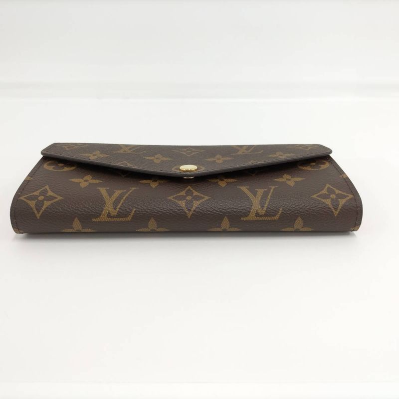 Louis Vuitton Portefeuille Sarah Long Foldable Wallet Monogram Brown Fuchsia