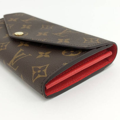 Louis Vuitton Portefeuille Sarah Long Foldable Wallet Monogram Brown Fuchsia