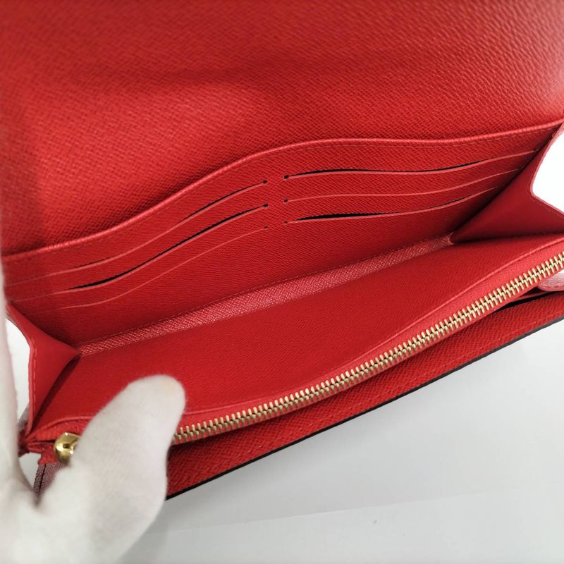 Louis Vuitton Portefeuille Sarah Long Foldable Wallet Monogram Brown Fuchsia