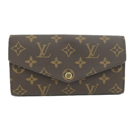 Louis Vuitton Portefeuille Sarah Long Foldable Wallet Monogram Brown Fuchsia