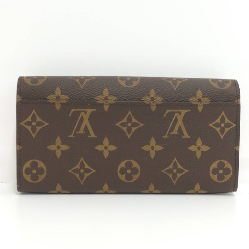 Louis Vuitton Portefeuille Sarah Long Foldable Wallet Monogram Brown Fuchsia
