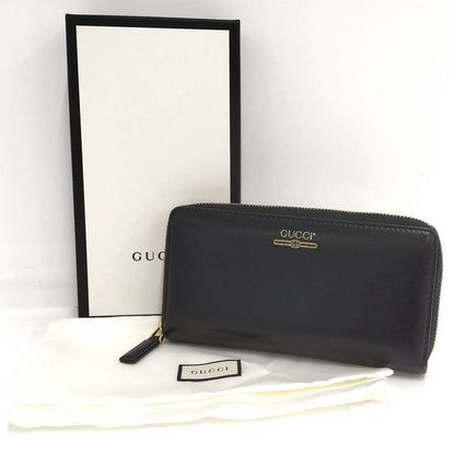 Gucci Round Zipper Long Wallet Leather Black 547591