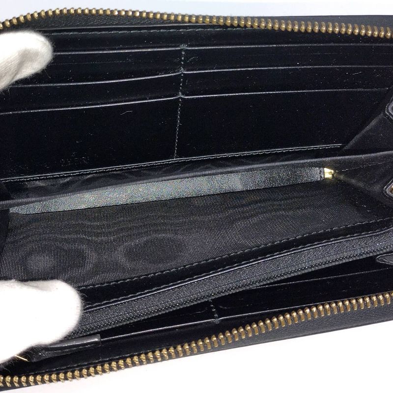 Gucci Round Zipper Long Wallet Leather Black 547591