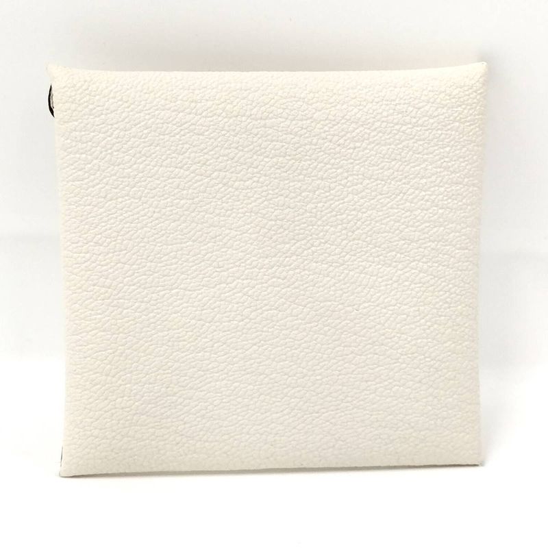 Hermes Coin Case Bastia Leather White Stamped Z