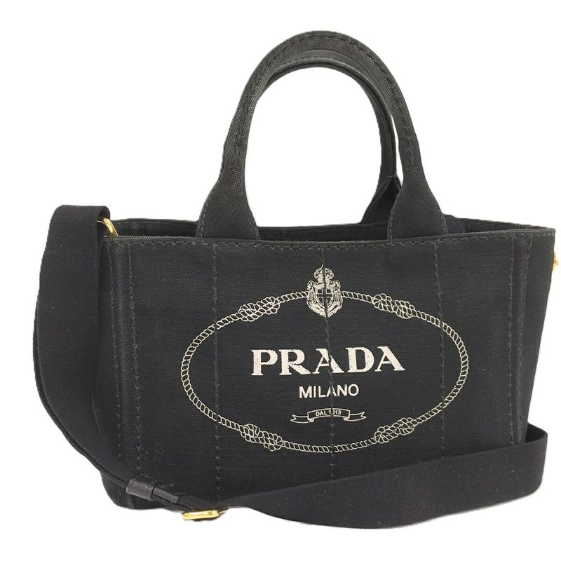 Prada Canapa Tote 2way Bag Canvas Black 1bg439
