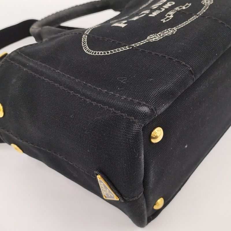 Prada Canapa Tote 2way Bag Canvas Black 1bg439