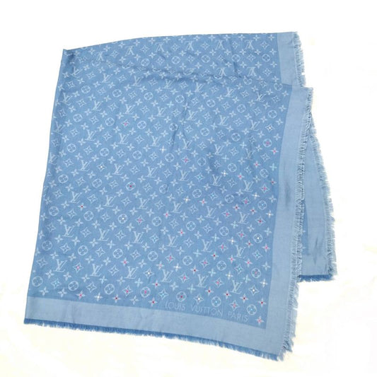 Louis Vuitton Shawl Wool Silk Blue M76154