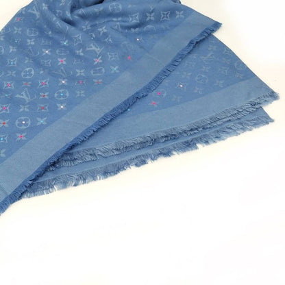 Louis Vuitton Shawl Wool Silk Blue M76154