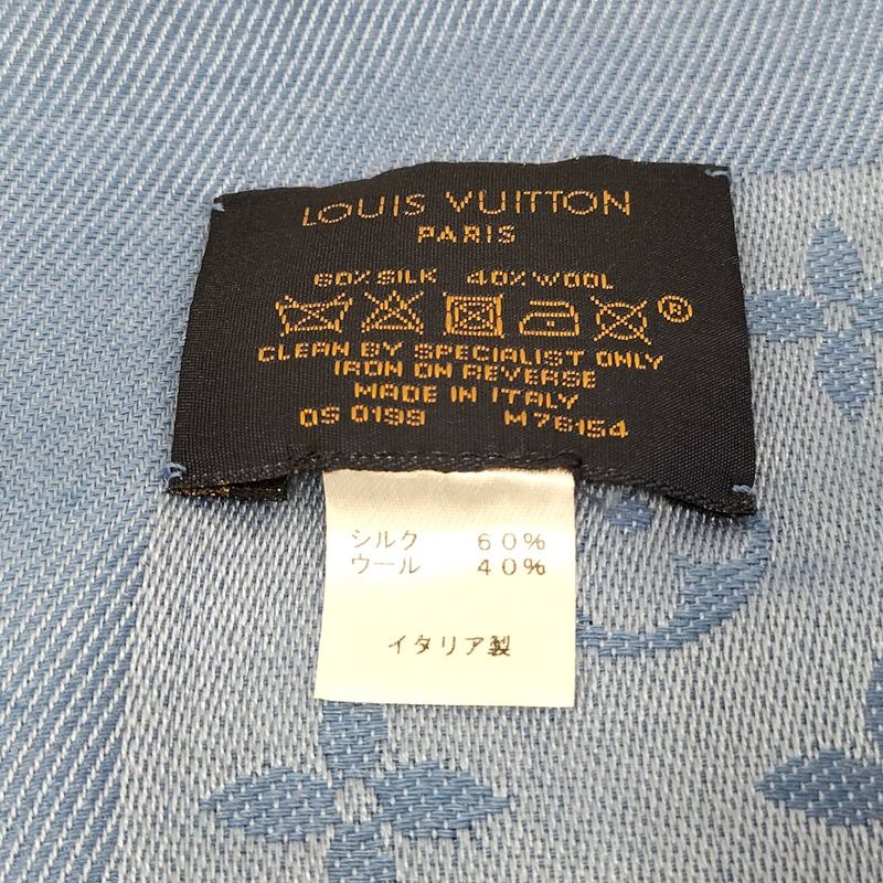 Louis Vuitton Shawl Wool Silk Blue M76154