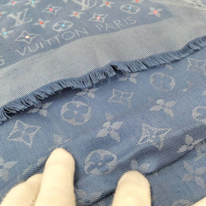 Louis Vuitton Shawl Wool Silk Blue M76154