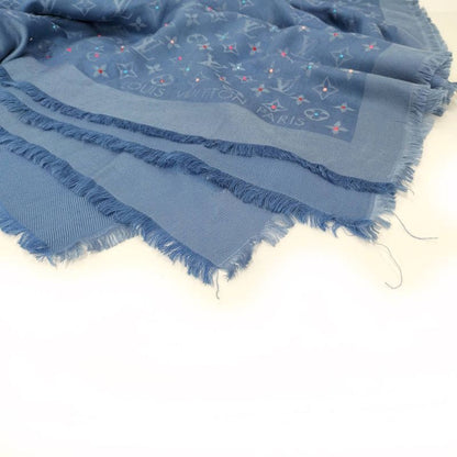 Louis Vuitton Shawl Wool Silk Blue M76154