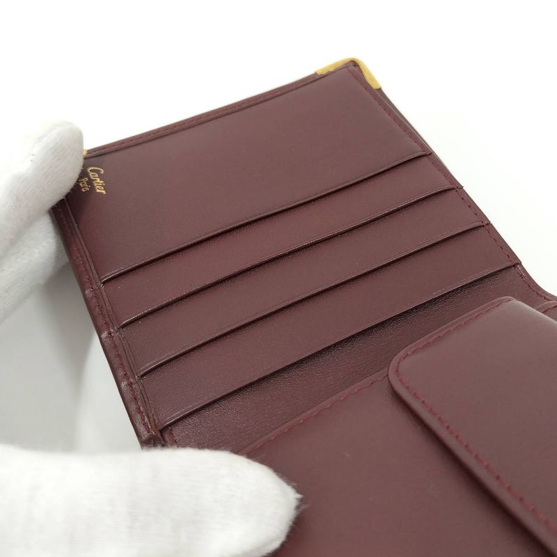 Cartier Bifold Wallet Leather Bordeaux
