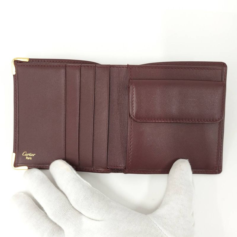 Cartier Bifold Wallet Leather Bordeaux
