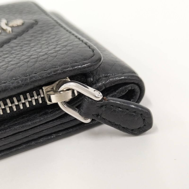 Prada Compact Wallet Trifold Wallet Leather Black