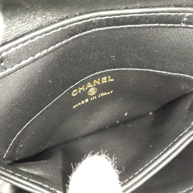 Chanel Chain Clutch Bag Coco Mark Lambskin Leather Black Ap4680