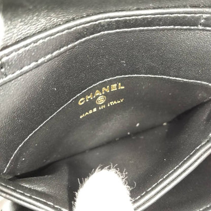 Chanel Chain Clutch Bag Coco Mark Lambskin Leather Black Ap4680