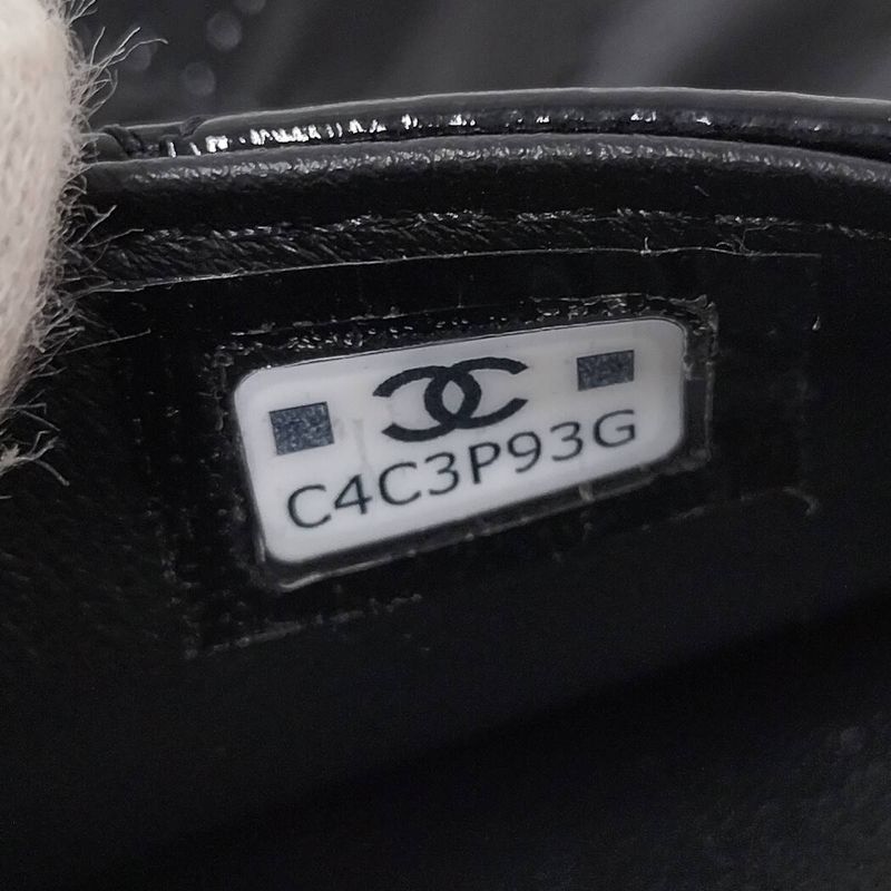 Chanel Chain Clutch Bag Coco Mark Lambskin Leather Black Ap4680