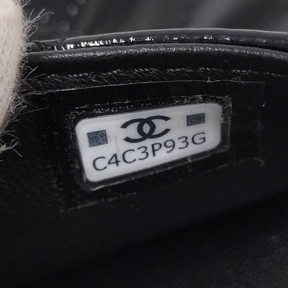 Chanel Chain Clutch Bag Coco Mark Lambskin Leather Black Ap4680