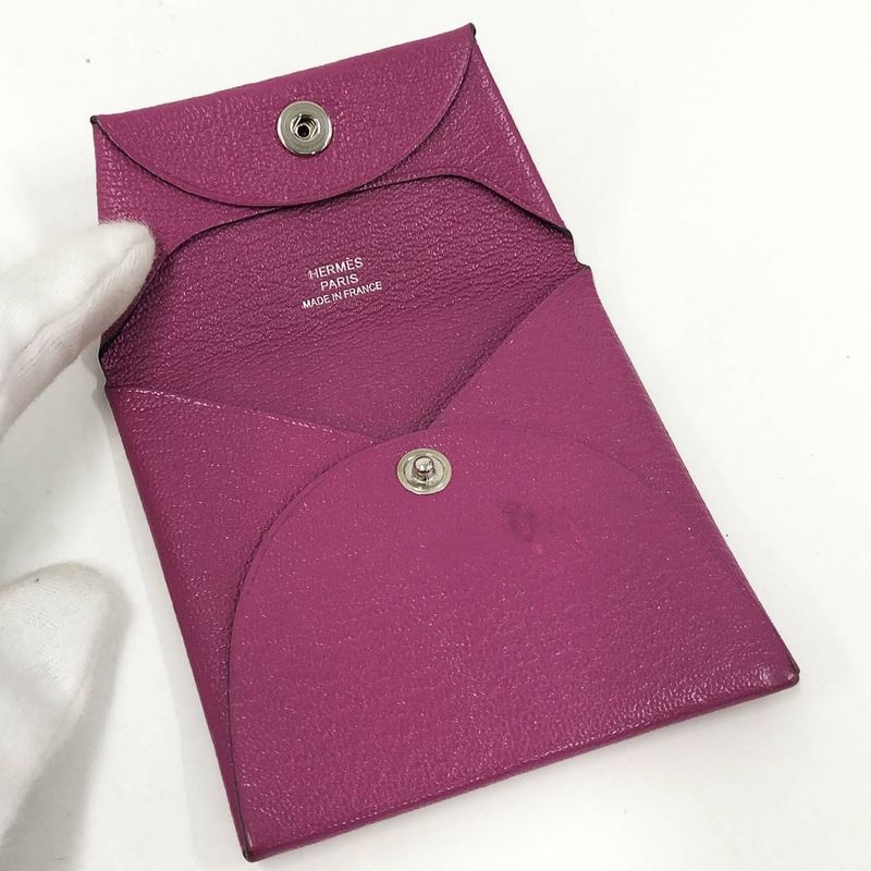 Hermes Bastia Coin Case Leather Magnolia Purple C Engraved