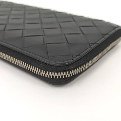 Bottega Veneta Round Zipper Long Wallet Intrecciato Leather Black 749427