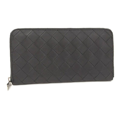 Bottega Veneta Round Zipper Long Wallet Intrecciato Leather Black 749427