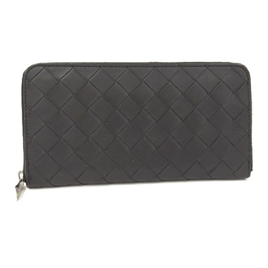 Bottega Veneta Round Zipper Long Wallet Intrecciato Leather Black 749427