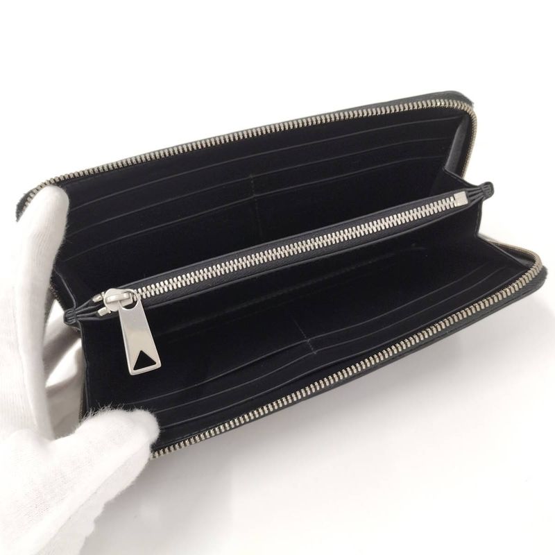 Bottega Veneta Round Zipper Long Wallet Intrecciato Leather Black 749427