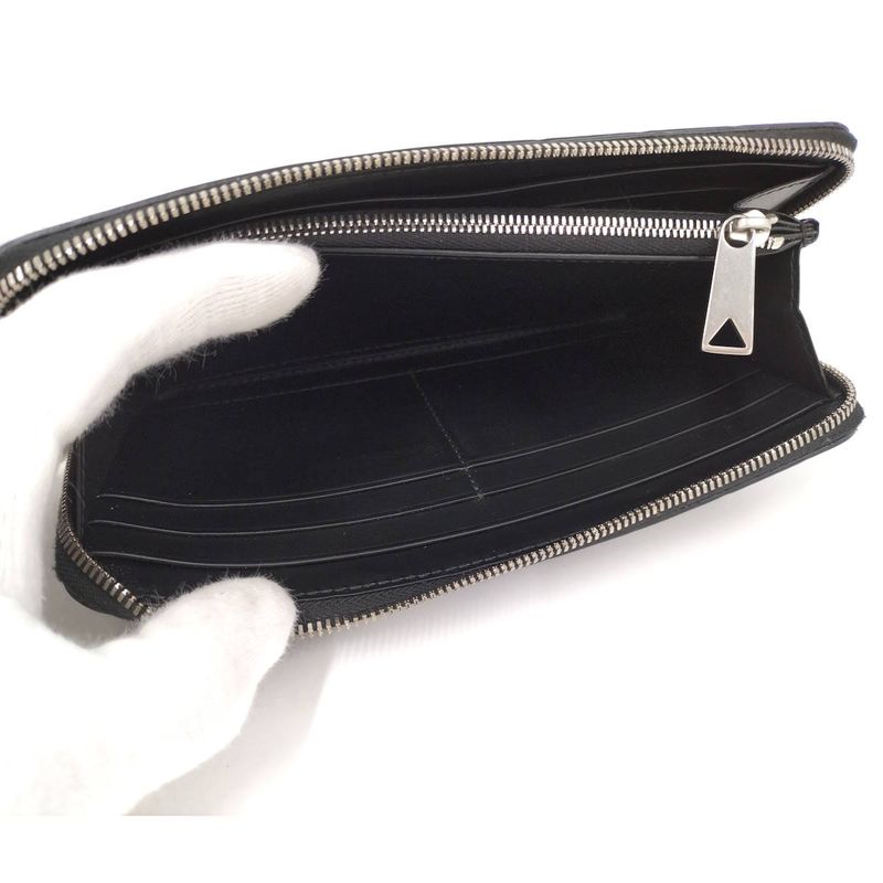 Bottega Veneta Round Zipper Long Wallet Intrecciato Leather Black 749427