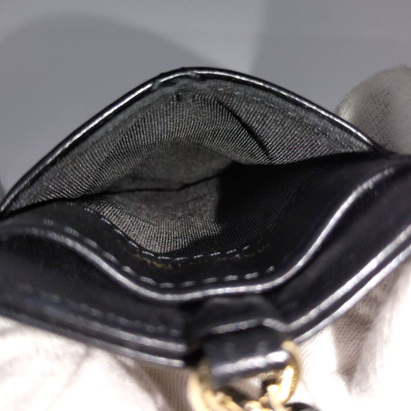 Chanel Chain Shoulder Card Holder Matelasse Lambskin Black