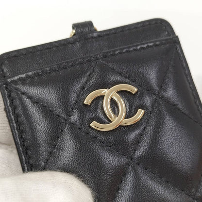 Chanel Chain Shoulder Card Holder Matelasse Lambskin Black