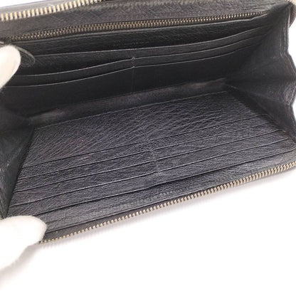 Bottega Veneta Round Zipper Long Wallet Intrecciato Leather Black