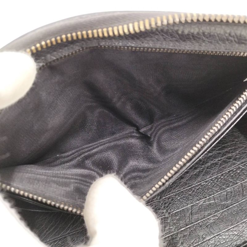 Bottega Veneta Round Zipper Long Wallet Intrecciato Leather Black