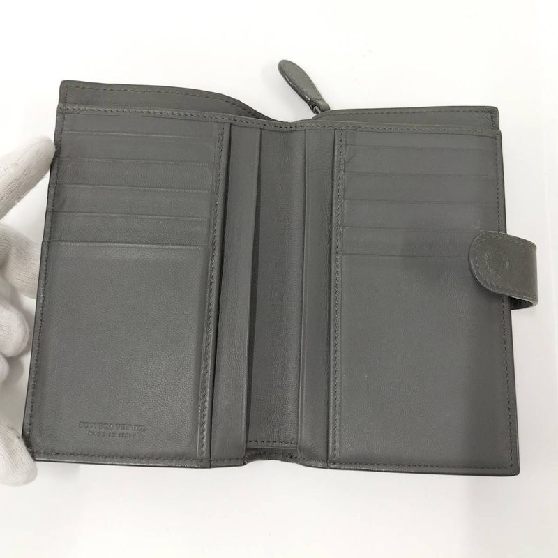 Bottega Veneta Bifold Wallet Intrecciato Leather Khaki