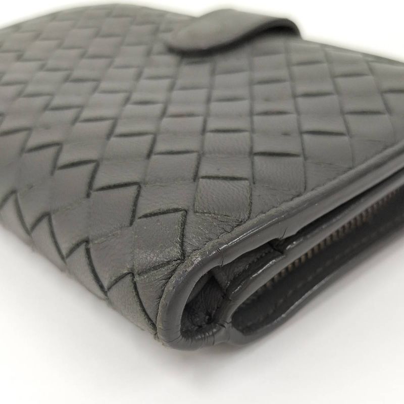 Bottega Veneta Bifold Wallet Intrecciato Leather Khaki