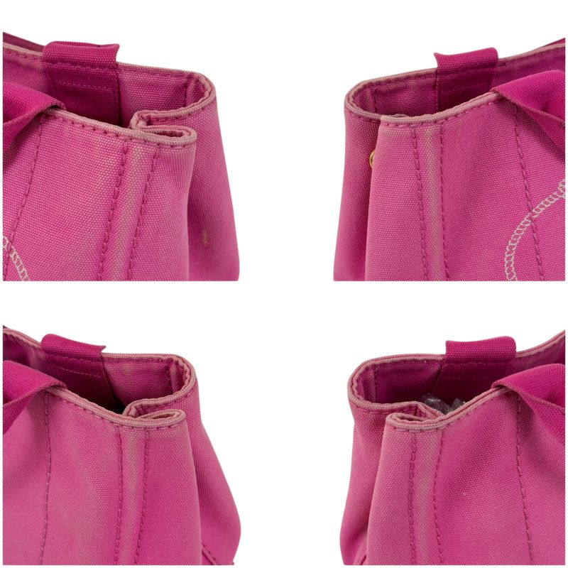Prada Mini Tote Canapa Handbag Pink Canvas Triangle Logo