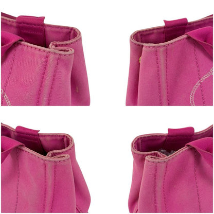 Prada Mini Tote Canapa Handbag Pink Canvas Triangle Logo