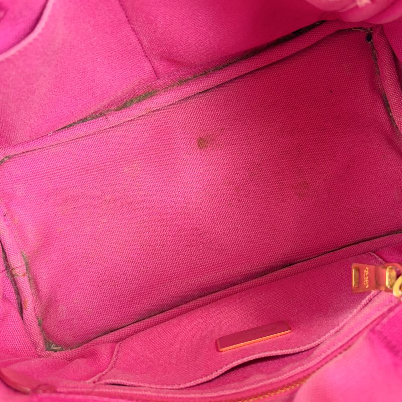 Prada Mini Tote Canapa Handbag Pink Canvas Triangle Logo