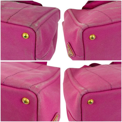 Prada Mini Tote Canapa Handbag Pink Canvas Triangle Logo