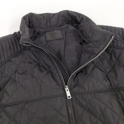 Prada Zip-Up Jacket Quilted Polyamide Polyester Black Size 56